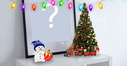 Adicione sua foto em uma mesinha com decoração de natal!