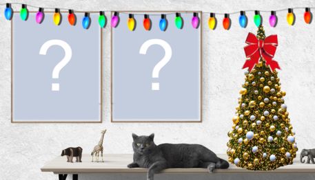 Linda moldura de Natal com dois quadros na parede. Adicione suas fotos!