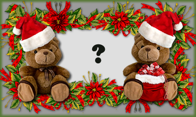 Linda moldura com Ursinho com gorro de Natal. Adicione a sua foto!