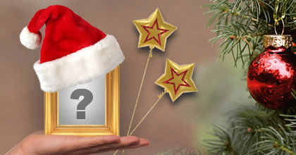 Coloque a sua foto no porta retrato com gorro de Natal!