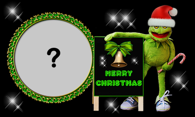 Moldura de Natal com sapo usando gorro vermelho. Adicione uma foto! Moldura de Natal com sapo usando gorro vermelho. Adicione uma foto!