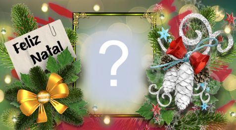 Moldura com arranjo de Natal. Adicione a sua foto!
