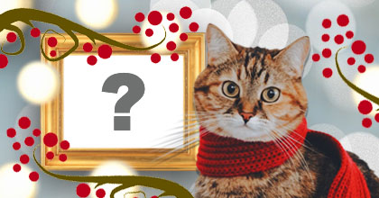 Moldura com lindo Gatinho de Cachecol. Adicione sua foto!