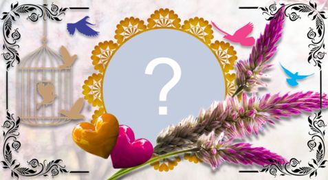 Linda moldura no tema passarinhos com arranjo de trigo. Adicione sua foto!