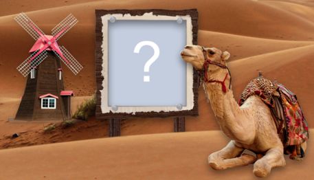 Moldura digital com camelo no deserto. Adicione uma foto e faça a sua!