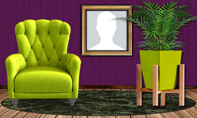 Linda moldura com poltrona e vaso verde cana. Adicione a sua foto!