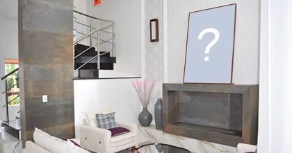 Adicione sua foto na parede de uma linda sala de estar!