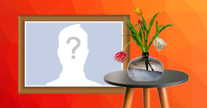 Quadro de foto com vaso de tulipas. Adicione sua foto!