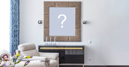 Coloque sua foto na parede de uma linda sala