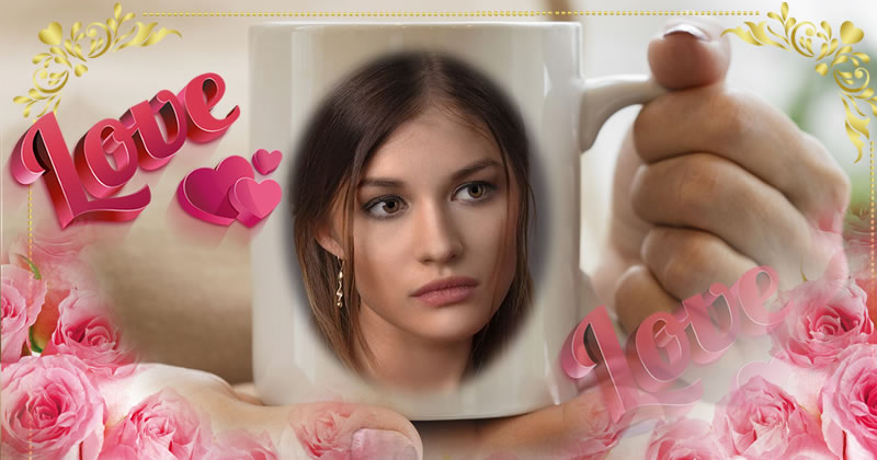 Moldura segurando a caneca