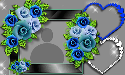 Linda moldura com Rosinhas azuis. Adicione a sua foto!