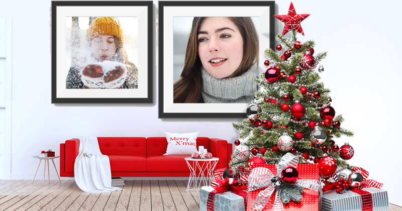 Linda moldura de Natal na sala de estar!