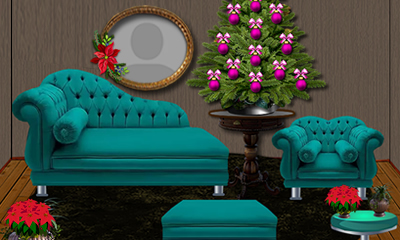 Linda moldura de Natal com jogo de sofá verde. Adicione uma foto!