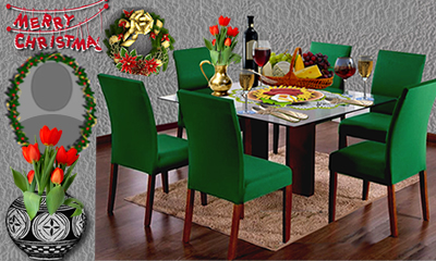 Moldura cenario verde de Natal. Adicione uma foto!