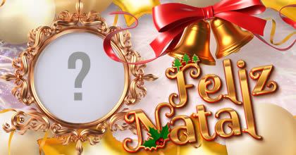 Linda moldura de Feliz Natal com sinos. Adicione sua foto!