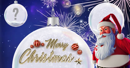 Moldura de Natal para 3 fotos, com Papai Noel