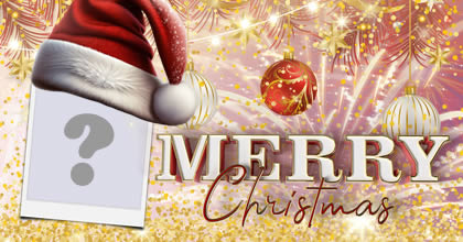 Linda moldura de Natal com gorro do Papai Noel e texto em inglês!