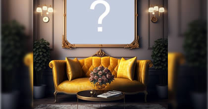 Linda moldura com sofá amarelo, e vaso de rosas na mesinha!