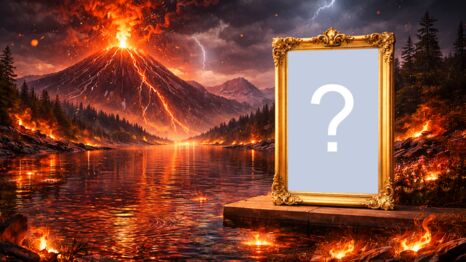Crie um video com sua foto em um lago, e vulcão em erupção!