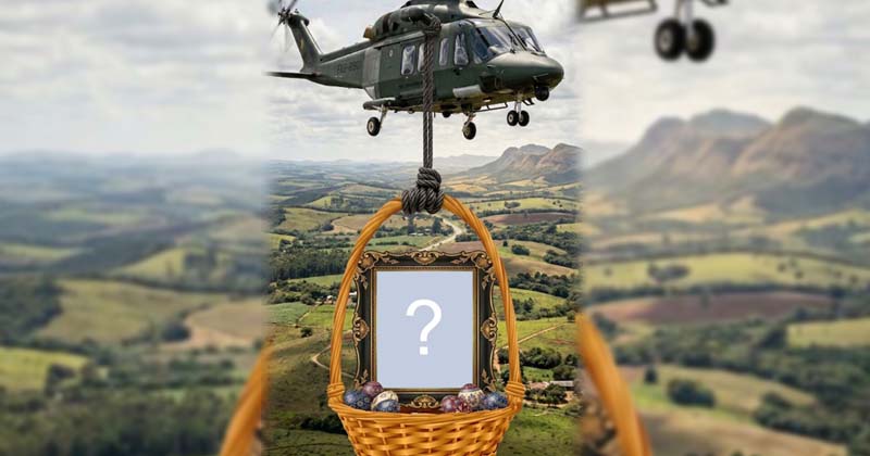 Crie seu video do Helicóptero transportando sua foto na cesta de Páscoa!